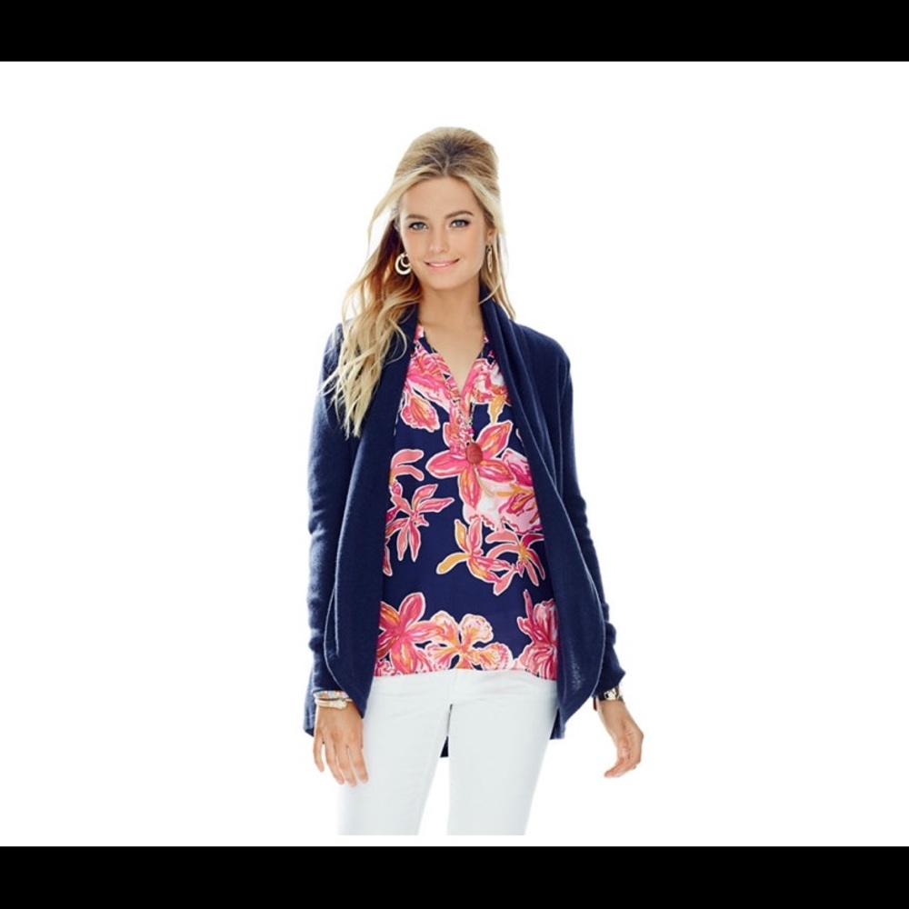 Lilly Pulitzer Bryan 100% cashmere sweater navy